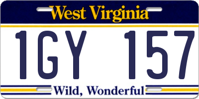 WV license plate 1GY157