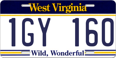 WV license plate 1GY160
