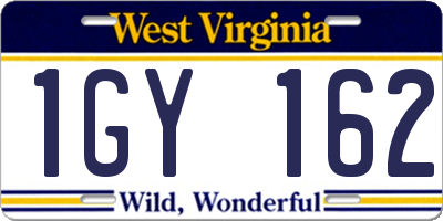 WV license plate 1GY162