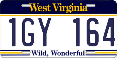 WV license plate 1GY164
