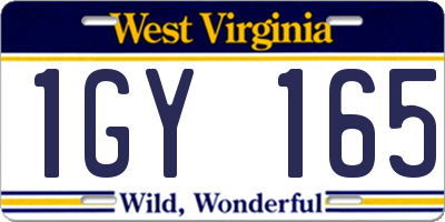 WV license plate 1GY165