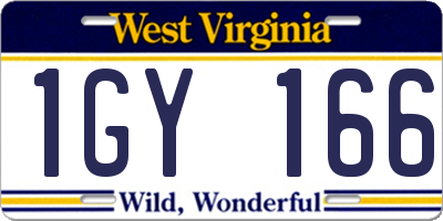 WV license plate 1GY166