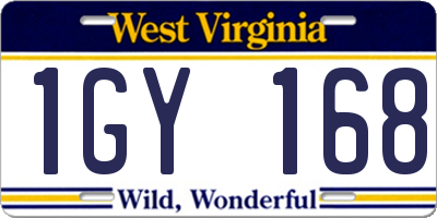 WV license plate 1GY168