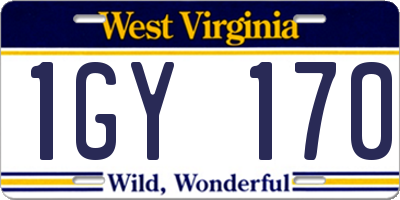WV license plate 1GY170