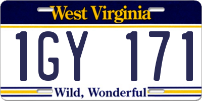 WV license plate 1GY171