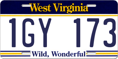 WV license plate 1GY173