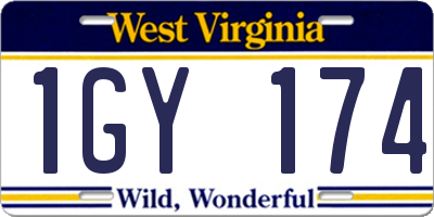 WV license plate 1GY174
