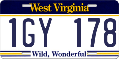 WV license plate 1GY178