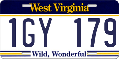 WV license plate 1GY179