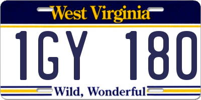 WV license plate 1GY180