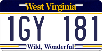 WV license plate 1GY181