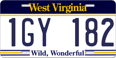 WV license plate 1GY182
