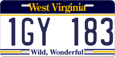 WV license plate 1GY183