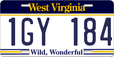 WV license plate 1GY184