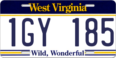 WV license plate 1GY185