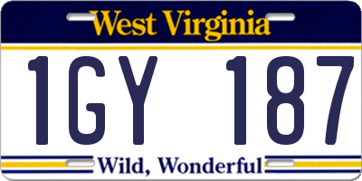 WV license plate 1GY187
