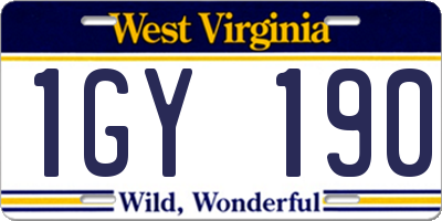 WV license plate 1GY190
