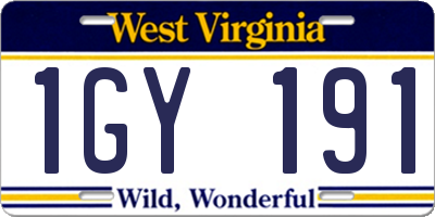 WV license plate 1GY191