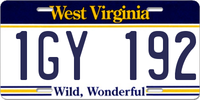 WV license plate 1GY192