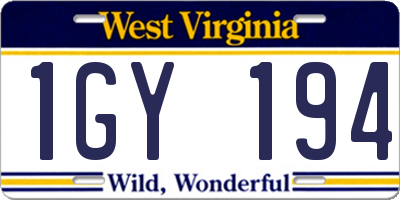 WV license plate 1GY194