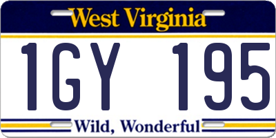 WV license plate 1GY195