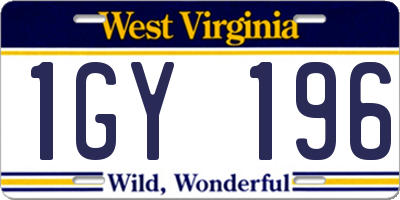 WV license plate 1GY196
