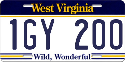 WV license plate 1GY200