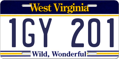 WV license plate 1GY201