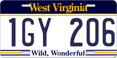 WV license plate 1GY206