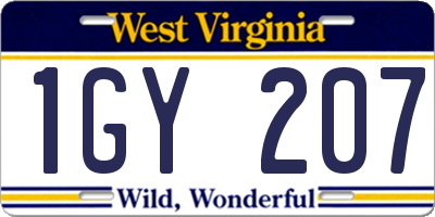 WV license plate 1GY207