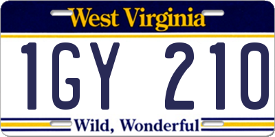 WV license plate 1GY210
