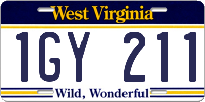 WV license plate 1GY211