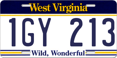 WV license plate 1GY213