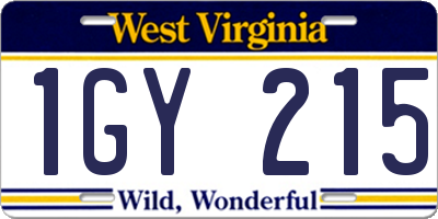 WV license plate 1GY215