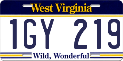 WV license plate 1GY219