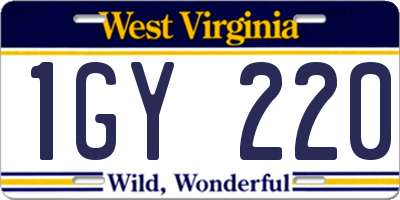 WV license plate 1GY220