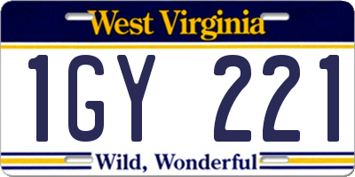 WV license plate 1GY221