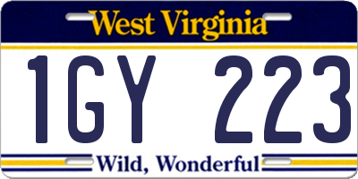 WV license plate 1GY223