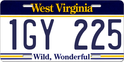 WV license plate 1GY225
