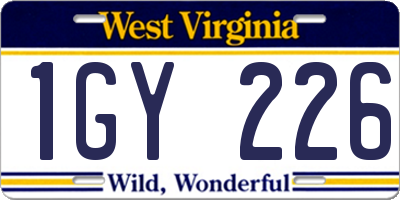 WV license plate 1GY226