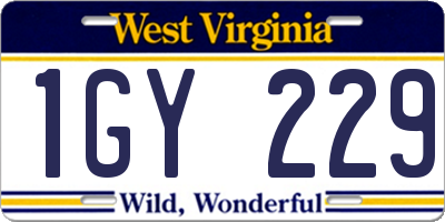 WV license plate 1GY229