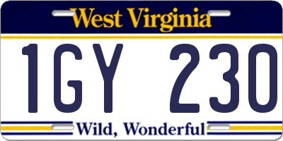 WV license plate 1GY230