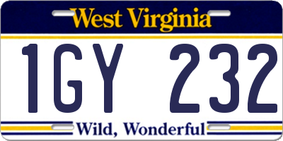 WV license plate 1GY232