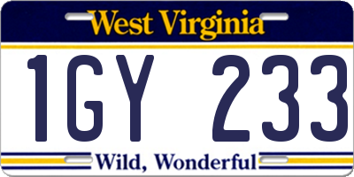 WV license plate 1GY233