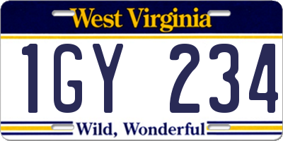 WV license plate 1GY234