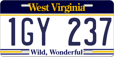 WV license plate 1GY237