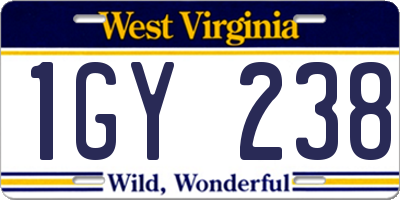 WV license plate 1GY238
