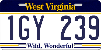 WV license plate 1GY239