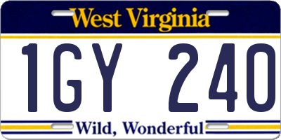 WV license plate 1GY240
