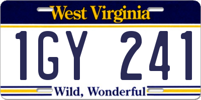 WV license plate 1GY241